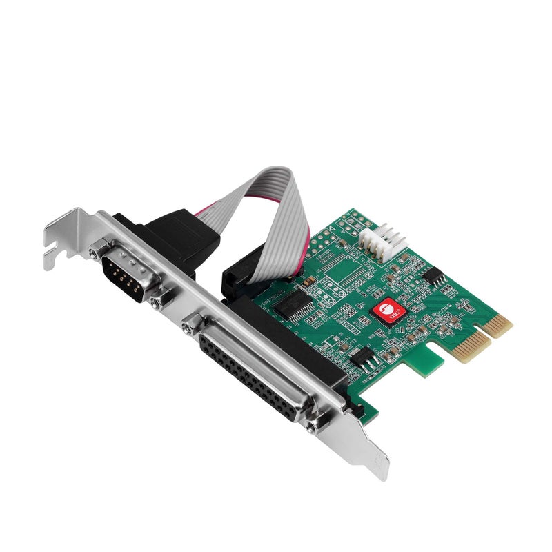 SIIG Single Serial Port/RS-232 and Single Parallel Port PCIe Card Compatible with 16C550 UART (JJ-E20311-S1) - Image 1